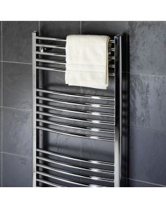 Prestige All Electric Towel Rail Chrome Curved Low Surface Temperature